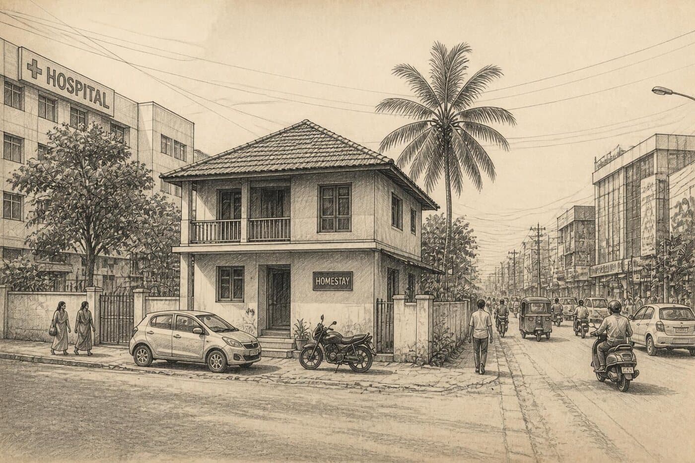 Pencil sketch of The Valley